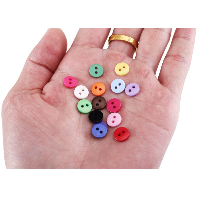 Crafjie 9mm 2 Hole Tiny Size Flatback Resin Color Sewing Buttons  15 Colors Pack of 1500 with Box  The Surface is Smooth  Waterproof and Durable  for DIY Crafts Children's Manual Project. - Image 3